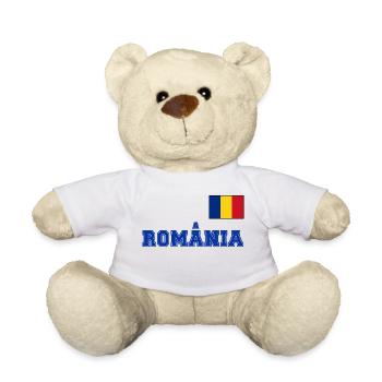 Rumänien Trikot Look – România mit Fahne Flagge - Teddy - Weiß - Vorne