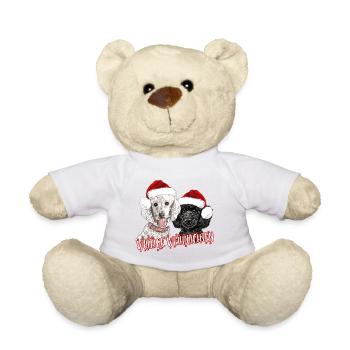 Frohe Weihnachten - weihnachtliches Pudelmotiv - Teddy - Weiß - Vorne