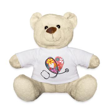 Stéthoscope de soins de santé - Flower Love Heart 1 - Nounours - blanc - Devant