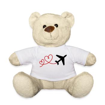 Flyers avec un cœur Vacances Vol Avion de voyage - Nounours - blanc - Devant