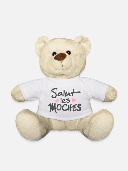 Salut les moche - Phrase drôle - Nounours - blanc