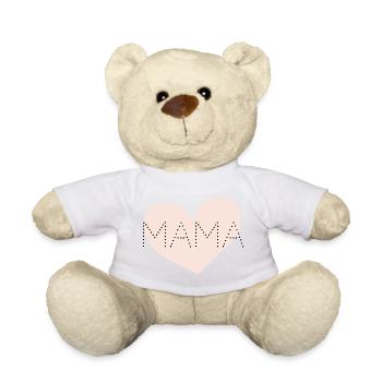 MAMA, gepunktet, Herz, rosa - Teddy - Weiß - Vorne