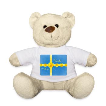Suède Fleurs Suède Drapeau - Nounours - blanc - Devant