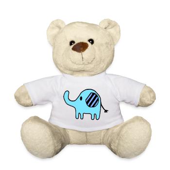 Elefant klein blau Mädchen Jungs Kinder Geschenk - Teddy - Weiß - Vorne