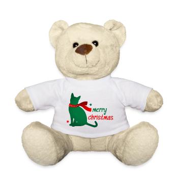 Cat Star Animal Christmas Scarf 3D Gift - Teddy Bear - white - Front