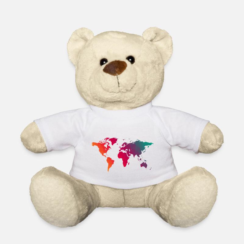 Weltkarte bunt - Teddy - Weiß