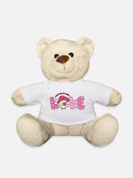 I love you so mush Mushroom love Valentine's Day - Teddy Bear - white
