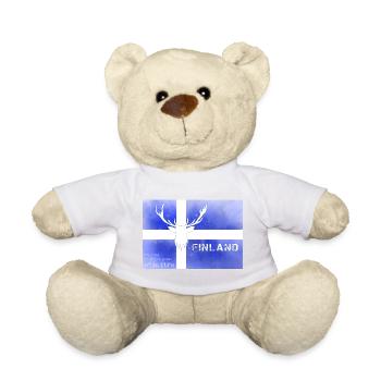 Finlande faune Finlande drapeau finlandais - Nounours - blanc - Devant