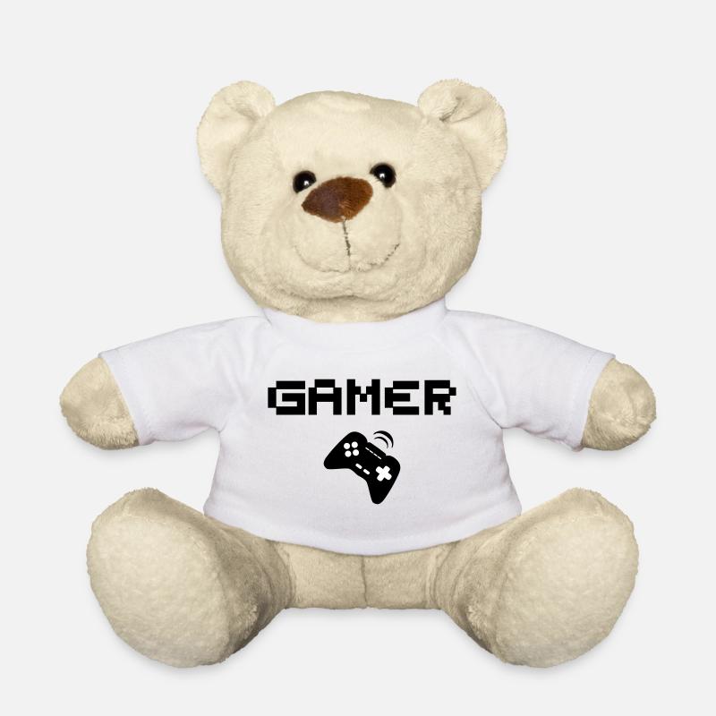 Gamer Gaming gift player - Teddy Bear - white