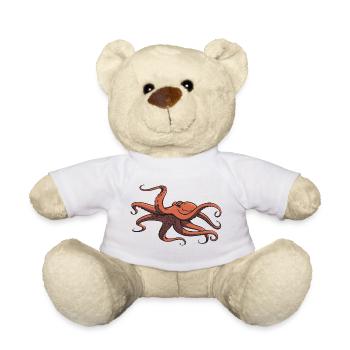 J’aime le poulpe - huit tentacules - calmar - Nounours - blanc - Devant