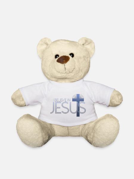 Je crois en Jésus - Croix de Jésus-Christ - Nounours - blanc