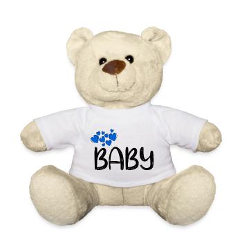 Baby Herzen Blau - Teddy - Weiß - Vorne