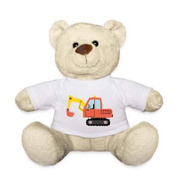Construction machinery Excavator Backhoe Construction site - Teddy Bear - white - Front