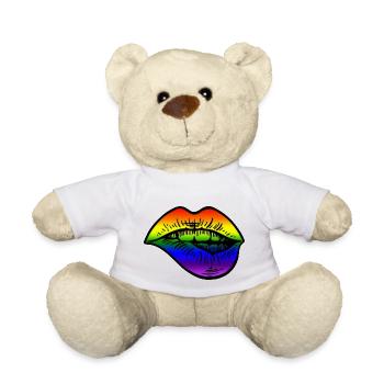 Pride Lips Rainbow LGBT LGBTQ Gay Lesbian Flag - Teddy Bear - white - Front