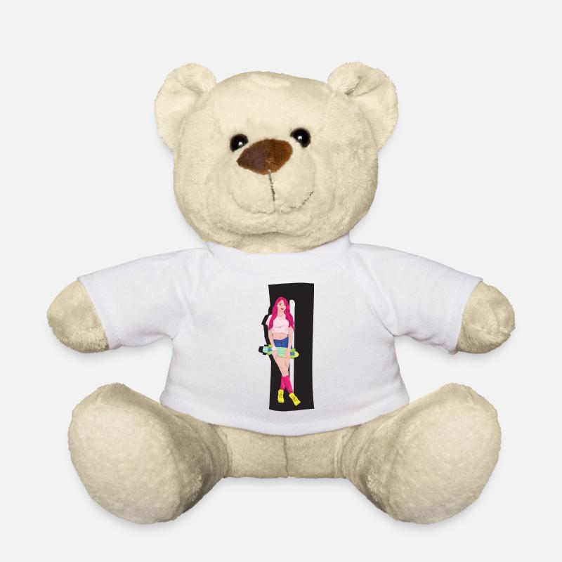 Skateboard redhead skater skateboard skateboard - Teddy Bear - white