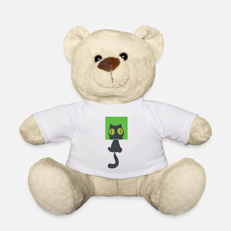 petit chaton noir - Nounours - blanc