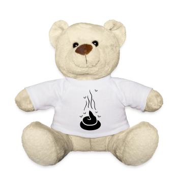 Dampfender Scheißhaufen mit Fliegen - einfärbbar - Teddy - Weiß - Vorne