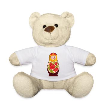 Matrjoschka Puppe UdSSR Geschenk Russland - Teddy - Weiß - Vorne