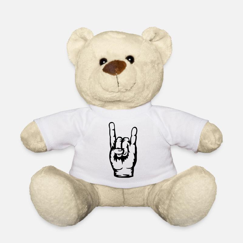 Logo Heavy Metal Hand Signal - Nounours - blanc