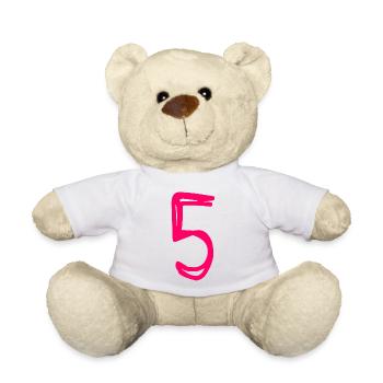 5 JAHRE. 5-JÄHRIGES JUBILÄUM. GEBURTSTAG 5 JAHRE. 5 - Teddy - Weiß - Vorne