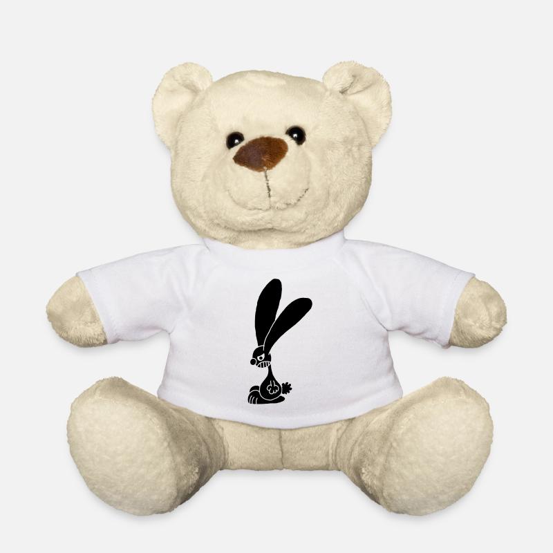 Lapin noir grognon - Nounours - blanc