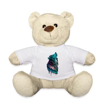 Aurora borealis in Form eines Wolfes im Wald - Teddy - Weiß - Vorne
