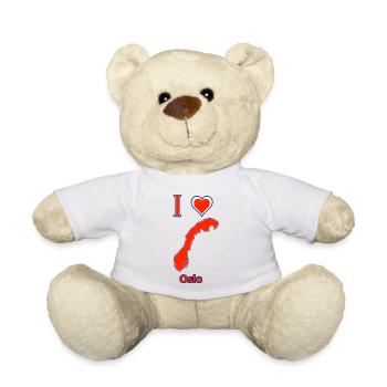 Norway map flag with the city of Oslo - Teddy Bear - white - Front