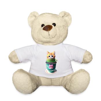 kawaii Katze Tasse Kaffee - Teddy - Weiß - Vorne