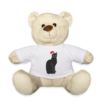 Mean Cat with Santa Hat Funny Christmas Greeting - Teddy Bear - white - Front