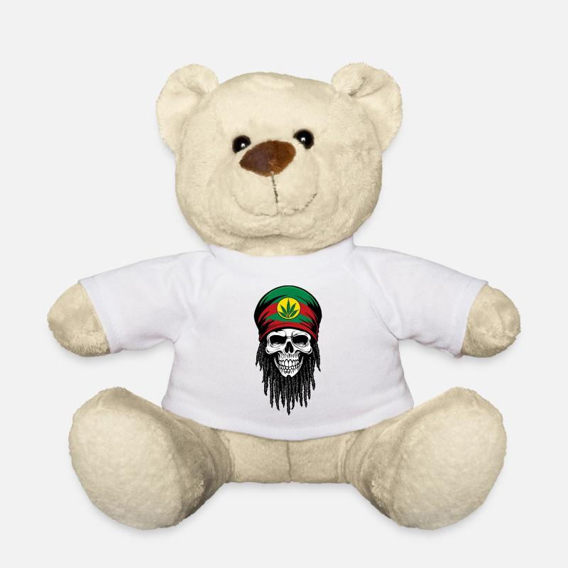 SKULL RASTA CAP - Teddy Bear - white