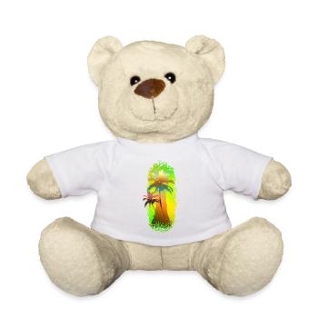 Palmen bunt - so sieht Urlaub aus - Teddy - Weiß - Vorne