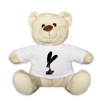 Mürrisches schwarzes Kaninchen - Teddy - Weiß - Vorne