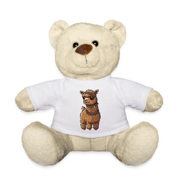 Cute Alpaca Llama With Boho Jewelry And - Teddy Bear - white - Front