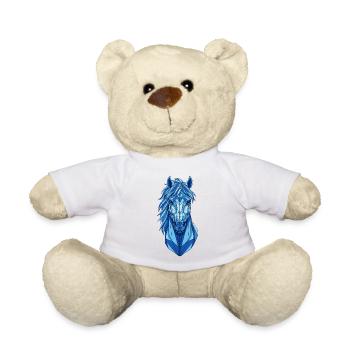 Geometric Blue Horse - Teddy Bear - white - Front