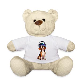 Süßer Beagle Hund Cartoon Gamer Zocker VR - Teddy - Weiß - Vorne