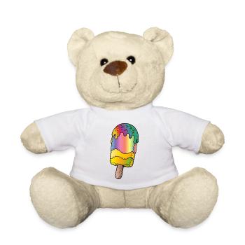 Regenbogen Eis am Stiel Cartoon Illustration  - Teddy - Weiß - Vorne