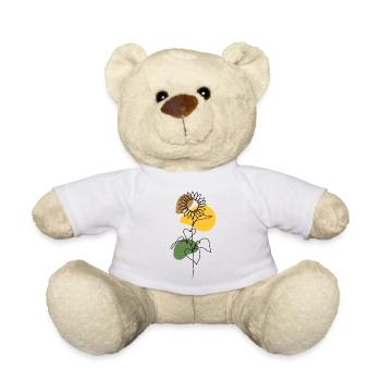Sunflower Line Art Design - Teddy Bear - white - Front