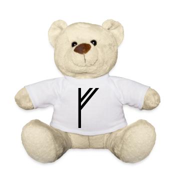 Fehu Rune Black – Viking Futhark Norse - Nounours - blanc - Devant