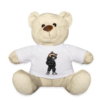 Cool gangster raccoon in streetwear style - Teddy Bear - white - Front