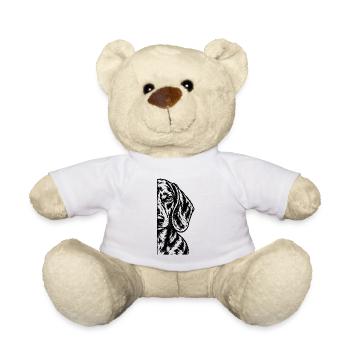 Halber Dackel – Minimalistisches Hundeporträt - Teddy - Weiß - Vorne