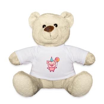 Cochon Anniversaire Bébé - Nounours - blanc - Devant
