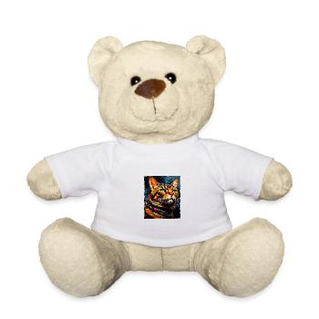 Cat Portrait Head - Teddy Bear - white - Front