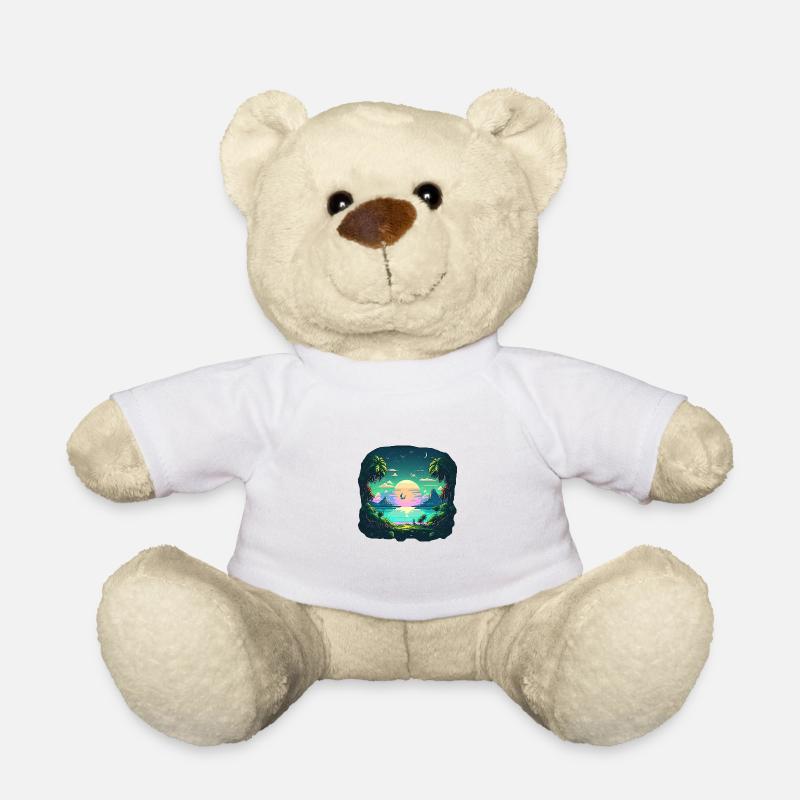 Pixel Art Style Landschaft am Meer - Teddy - Weiß