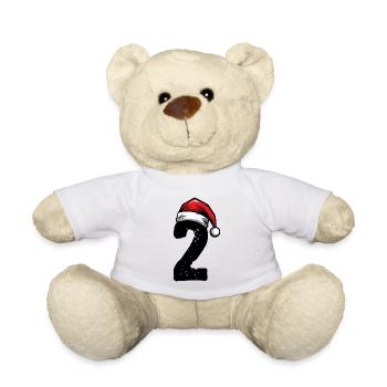 2 Zahl Weihnachten - Teddy - Weiß - Vorne
