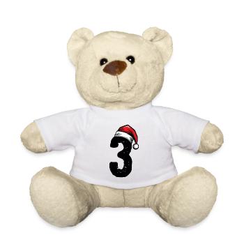3 Zahl Weihnachten - Teddy - Weiß - Vorne