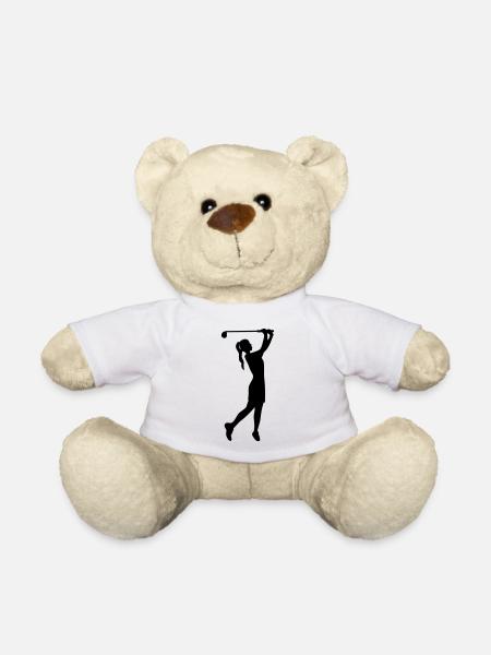 Golferin Silhouette, Golf Abschlag Damen Golf  - Teddy - Weiß
