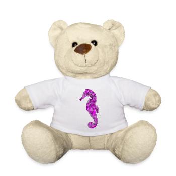 Purple Geometric Seahorse - Teddy - Weiß - Vorne