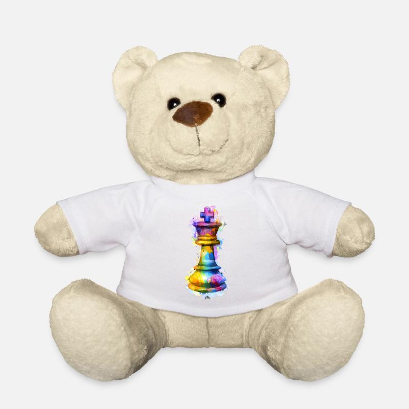 Kunst Schachfigur König - Teddy - Weiß