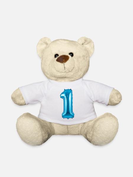 1. Geburtstag, Erster Geburtstag Ballon blau - Teddy - Weiß