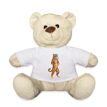 Cool leopard with sunglasses and bubblegum - Teddy Bear - white - Front
